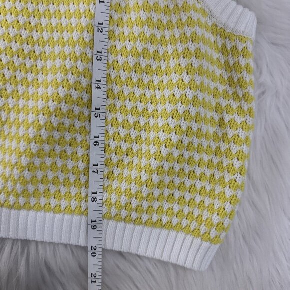 Future Collective womens check yellow white crochet sweater crop 1X - Picture 7 of 10